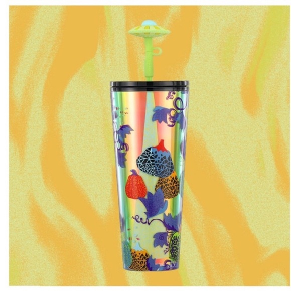 Starbucks Extraterrestrial Alien glow in the dark Cup w Spaceship Straw Topper - Picture 4 of 5